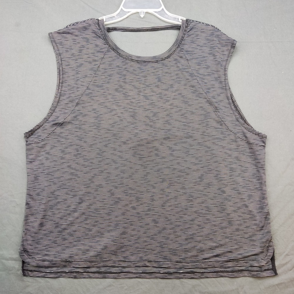 Champion Tank Top Women XXL Black Striped V-Neck Open Back Camo Activewear K9616